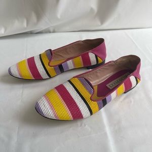 Emilio Pucci loafers size 40 / US 8 straw / leather multi colour. Made in Italy